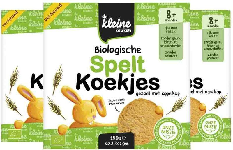 3x de Kleine Keuken Bio Speltkoekjes 150 gr
