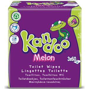6x Kandoo Vochtige Toiletdoekjes Melon 3 x 60 stuks