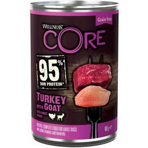 Wellness Core Hondenvoer Blik Kalkoen - Geit - Zoete Aardappel 400 gr