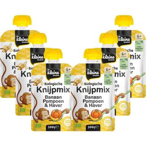 6x de Kleine Keuken Biologische Knijpmix Banaan, Pompoen & Haver 100 gr