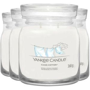 4x Yankee Candle Geurkaars Medium Jar Clean Cotton 368 gr