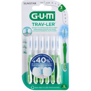 3x GUM Trav-Ler Ragers Groen 1.1mm 6 stuks