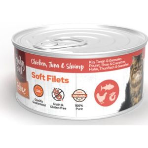 Hobby First Feline Blik Zachte Filets Kip & Tonijn & Garnalen 70 gr