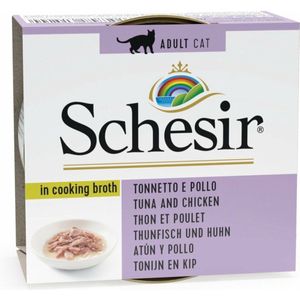 12x Schesir Kattenvoer Gekookte Tonijn en Kip 70 gr