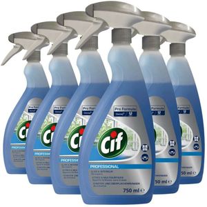 6x Cif Professional Glas -en Interieurreiniger Pro Formula 750 ml