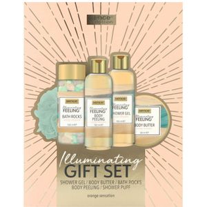 Sence Collection geschenkset Wellness Book Radiance Boost Douchegel 100 ml + Peeling 100 ml + Body Butter 50 ml + Bad stenen 100 g + spons 1 set