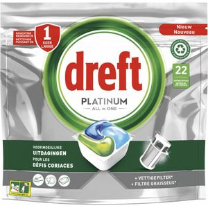 5x Dreft Platinum All In One Vaatwastabletten Regular 20 stuks