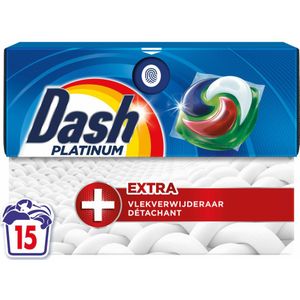 2e halve prijs: Dash Wasmiddelcapsules 4in1 Platinum Pods +Extra Vlekkenverwijderaar 15 stuks