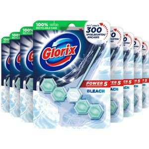 9x Glorix Toiletblok Power 5 Met Bleek