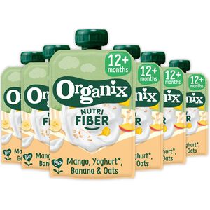 6x Organix Knijpfruit Nutri Fiber Mango Yoghurt Banaan 12+m 100 gr