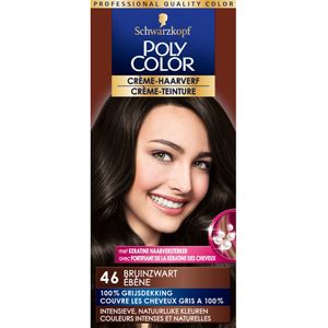 3x Poly Color Crème Permanente Haarverf 46 Bruin Zwart 90 ml