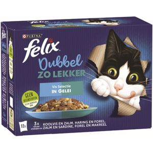 4x Felix Dubbel Zo Lekker Vis Selectie in Gelei 12 x 85 gr