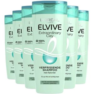 6x L'Oréal Elvive Extraordinary Clay Shampoo 250 ml