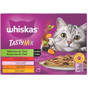 4x Whiskas Tasty Mix Adult Keuze van de Chef in Saus Multipack 12 x 85 gr