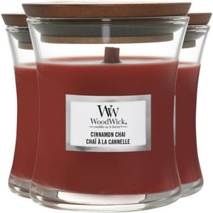 3x WoodWick Geurkaars Mini Cinnamon Chai 85 gr