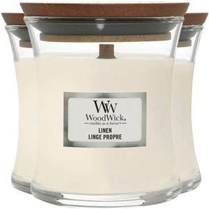 3x WoodWick Geurkaars Mini Linen 85 gr