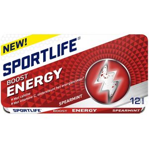 12x Sportlife Boost Energy Suikervrij Spearmint 12 stuks