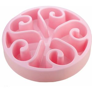 Eat Slow Live Longer Anti-schrok Voerbak Rond Roze 20,5 cm