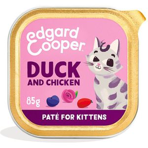 16x Edgard & Cooper Kattenvoer Kitten Pate Eend - Kip 85 gr