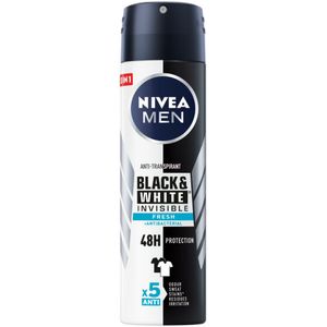 3x Nivea Men Deodorant Spray Invisible for Black & White Fresh 150 ml