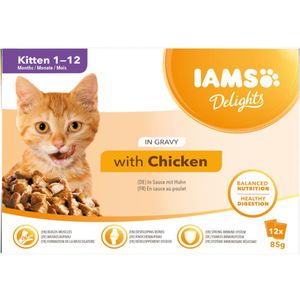 Iams Delights Kitten Kip in Saus 12 x 85 gr