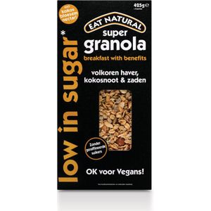 Eat natural Super Granola Laag in Suikers met Volkoren Haver, Kokosnoot & Zaden 425 gr