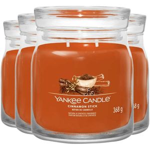 4x Yankee Candle Geurkaars Medium Jar Cinnamon Stick 368 gr