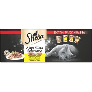 Sheba Mini Filets Pouch Multipack Gevogelte Selectie 40 x 85 gr