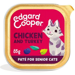 16x Edgard & Cooper Kattenvoer Senior Pate Kip - Kalkoen 85 gr