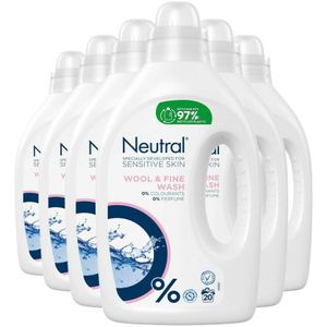 6x Neutral Vloeibaar Wasmiddel Fijnwas 20 Wasbeurten 1 liter