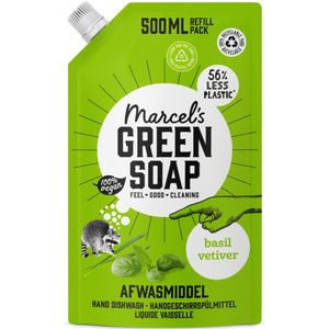 Marcel's Green Soap Afwasmiddel Basilicum & Vertivert Gras Navulling 500 ml