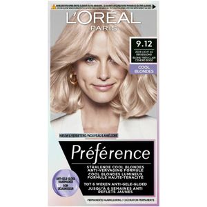 6x L'Oréal Préférence Cool Blondes Permanente Haarkleuring 9.12 Siberia - Extra Licht As Beigeblond