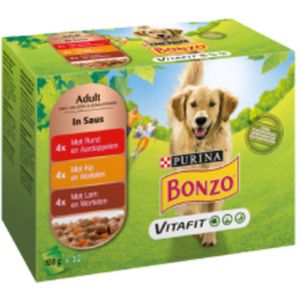 Bonzo Vitafit Multipack Rund - Kip - Lam in Gelei 12 x 100 gr