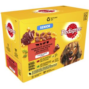 4x Pedigree Senior Honden Natvoer Vlees en Gevogelte in Gelei 12 x 100 gr