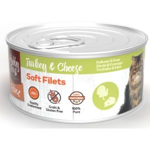 Hobby First Feline Blik Zachte Filets Kalkoen & Kaas 70 gr