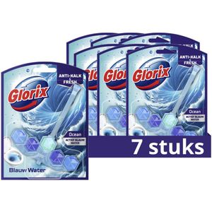 Glorix Actief Blauw Water Toiletblok - Ocean - met actief blauw water en 3x meer anti-kalkwerking* - 7 stuks