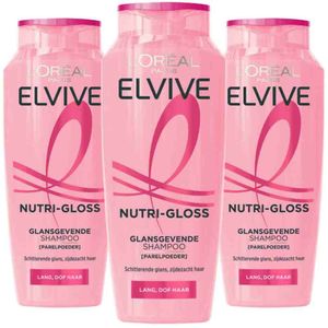 3x L'Oréal Elvive Nutri Gloss Shampoo 250 ml