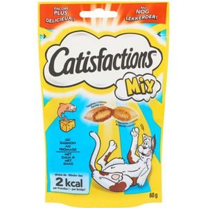 6x Catisfactions Kattensnoepjes Zalm - Kaas 60 gr