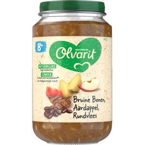 6x Olvarit Maaltijd 8m Bruine bonen Appel Rundvlees Aardappel 200 gr