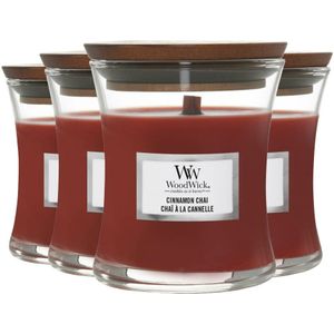 4x WoodWick Geurkaars Mini Cinnamon Chai 85 gr