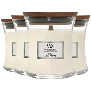 4x WoodWick Geurkaars Mini Linen 85 gr