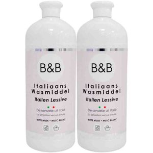 2x B&B Italiaanse Wasparfum Wasmiddel Witte Musk 1000 ml