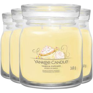 4x Yankee Candle Geurkaars Medium Jar Vanilla Cupcake 368 gr