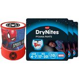 DryNites Luierbroekjes Boy 4-7 jaar Voordeelbox + Spiderman Led Projector Lamp Pakket
