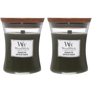 2x WoodWick Geurkaars Medium Frasier Fir 275 gr