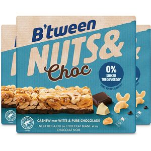 3x Hero B'tween Nuts & Choc Cashew Chocolade Wit Puur 3 x 32 gr