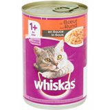 12x Whiskas Blik Adult Brokjes in Saus Rund 400 gr