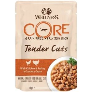 24x Wellness Core Kattenvoer Tender Cuts Kip - Kalkoen 85 gr