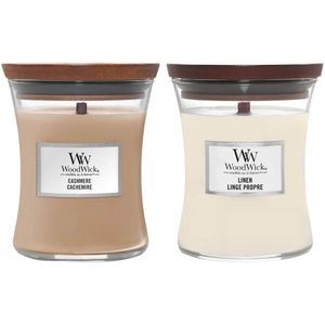 WoodWick Medium Cashmere en Linen Pakket