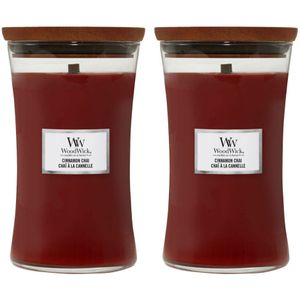 2x WoodWick Geurkaars Large Cinnamon Chai 611 gr
